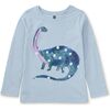 Dotted Dino Graphic Print Crew Neck Long Sleeve T-Shirt, Skyride - T-Shirts - 1 - thumbnail