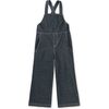 Denim-Like Adjustable Strap Elastic Waist Wide Leg Overalls, Indigo - Overalls - 1 - thumbnail