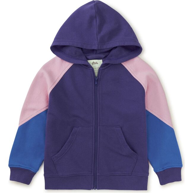 Colorblock Long Sleeve Kangaroo Pocket Hoodie, Dusty Purple