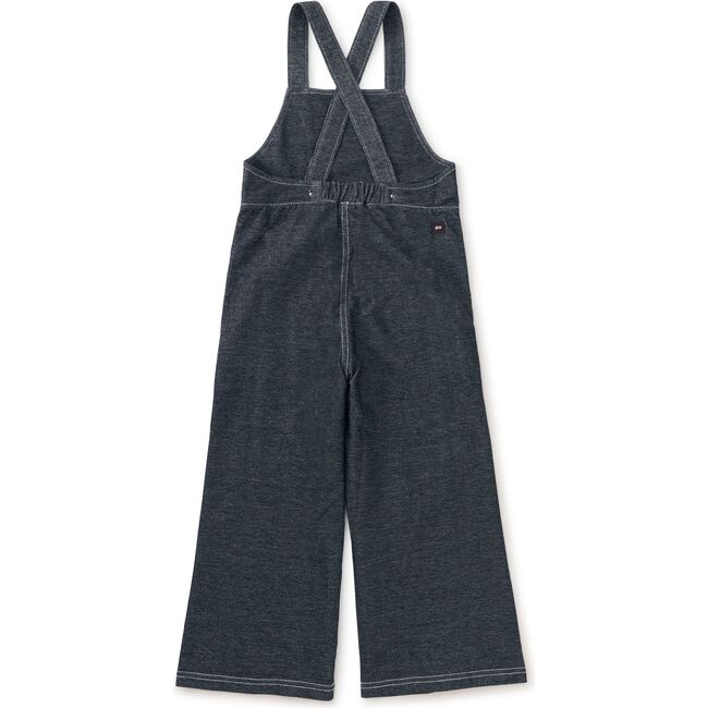 Denim-Like Adjustable Strap Elastic Waist Wide Leg Overalls, Indigo - Overalls - 2