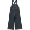 Denim-Like Adjustable Strap Elastic Waist Wide Leg Overalls, Indigo - Overalls - 2