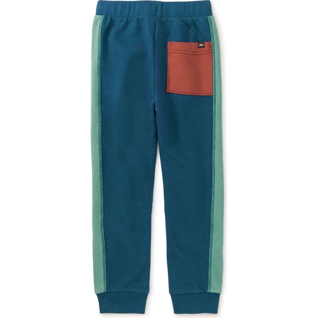 Colorblock Stripe-Out Elastic Waist Drawstring Pocket Joggers, Bedford Blue - Sweatpants - 2
