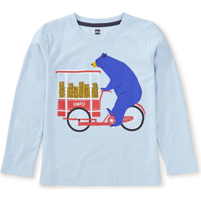 Bears Simit Cart Graphic Print Crew Neck Long Sleeve T-Shirt, Skyride