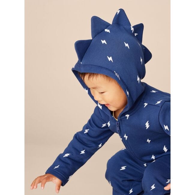 Babys Spike Out Print Front Zip Hoodie, Lightning Bolts - Sweatshirts - 4