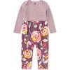 Babys Mix Print Envelope Neck Long Sleeve Romper, Turkish Rose - Onesies - 1 - thumbnail