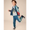 Colorblock Stripe-Out Elastic Waist Drawstring Pocket Joggers, Bedford Blue - Sweatpants - 6