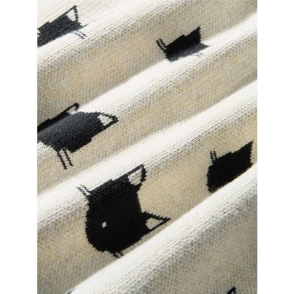 Cat Print Long Sleeve Button-Up Cardigan, Turkish Cats - Tea