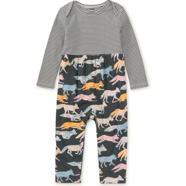 Babys Mix Print Envelope Neck Long Sleeve Romper, Fleet Foxes