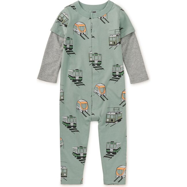 Babys Layered Sleeve Snap Button-Up Romper, Stockholm Metro