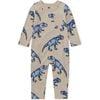 Babys Long Sleeve Contrast Pocket Snap Button Romper, T-Rex In Marble - Onesies - 1 - thumbnail