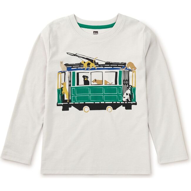 Animal Trolley Graphic Print Crew Neck Long Sleeve T-Shirt, Vapor