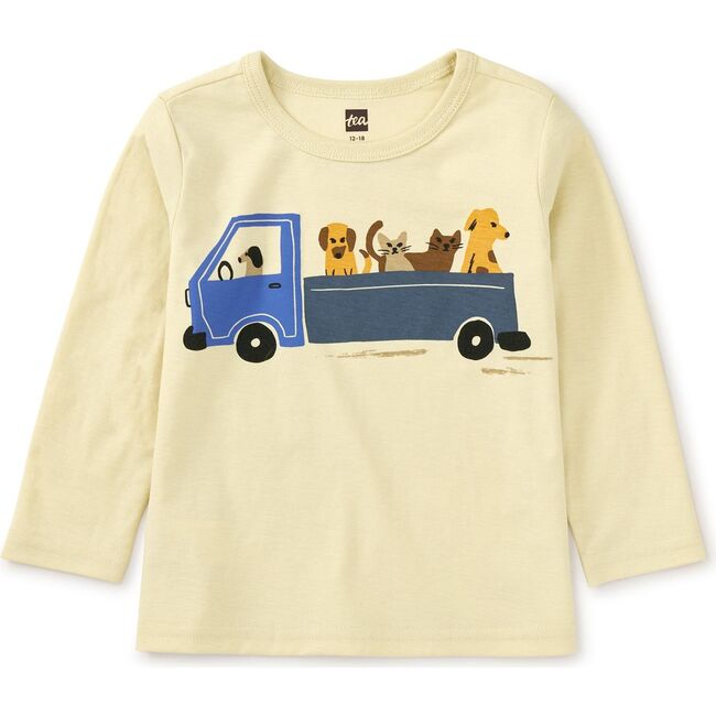 Babys Animal Truck Graphic Print Long Sleeve T-Shirt, Hay