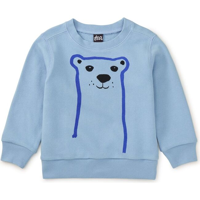 Babys Bear Face Graphic Print Long Sleeve Popover, Scenic Blue