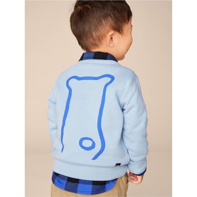 Babys Bear Face Graphic Print Long Sleeve Popover, Scenic Blue - Sweatshirts - 3