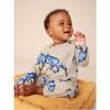 Babys Long Sleeve Contrast Pocket Snap Button Romper, T-Rex In Marble - Onesies - 2