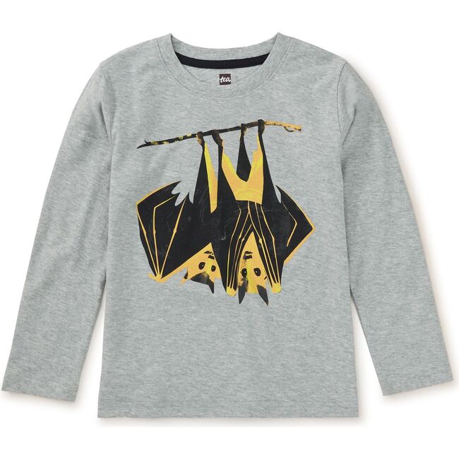 Hangin' Bats Graphic Print Long Sleeve T-Shirt, Med Heather Grey