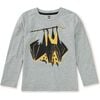 Hangin' Bats Graphic Print Long Sleeve T-Shirt, Med Heather Grey - T-Shirts - 1 - thumbnail