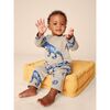 Babys Long Sleeve Contrast Pocket Snap Button Romper, T-Rex In Marble - Onesies - 3