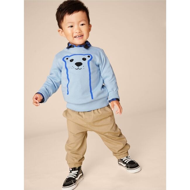 Babys Bear Face Graphic Print Long Sleeve Popover, Scenic Blue - Sweatshirts - 4