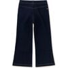 Denim-Like Drawstring Wide Leg Flare Pocket Pants, Dark Wash - Pants - 2