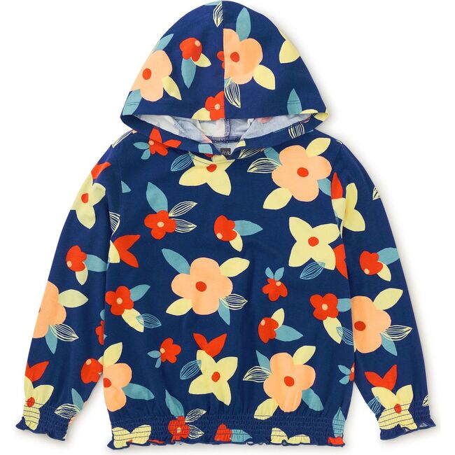 Printed Smocked Hoodie, Turkish Coastal Floral