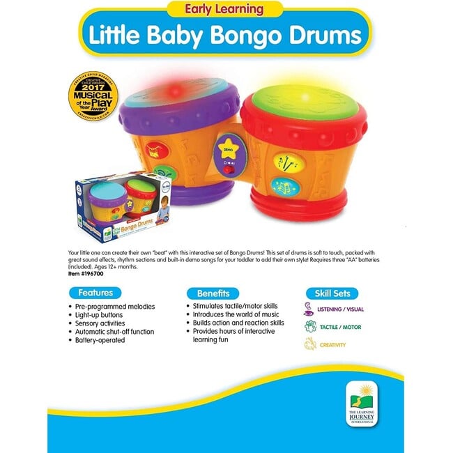 Learning Journey Little Baby Bongo Drums - Developmental Toys - 4