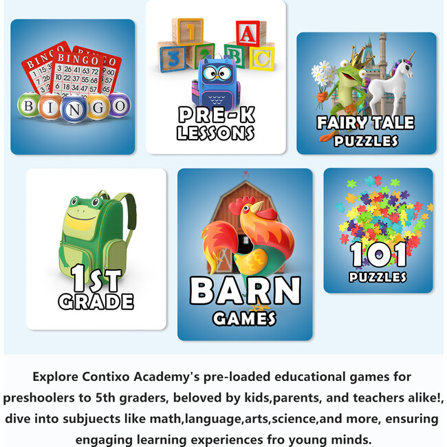 Contixo V8 32GB 7"" Kids Contixo Academy Tablet, Blue - Tech Toys - 6