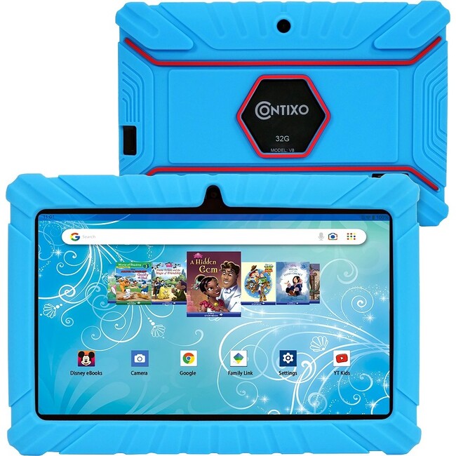 Contixo K2-V8 Kids Tablet (7in, HD, 32GB, Wi-Fi, Android 11), Blue