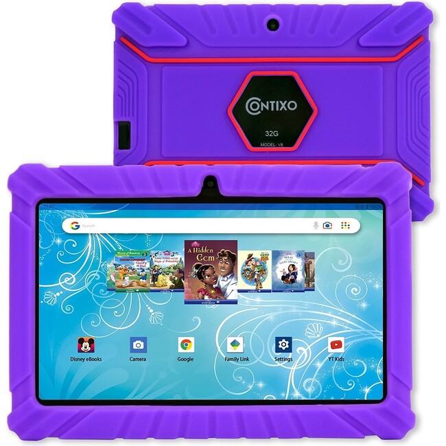 Contixo K2-V8 Kids Tablet (7in, HD, 32GB, Wi-Fi, Android 11), Purple