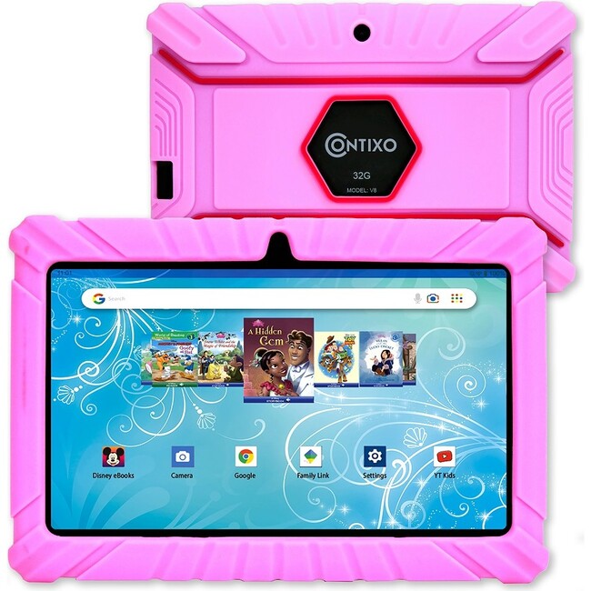 Contixo K2-V8 Kids Tablet (7in, HD, 32GB, Wi-Fi, Android 11), Pink