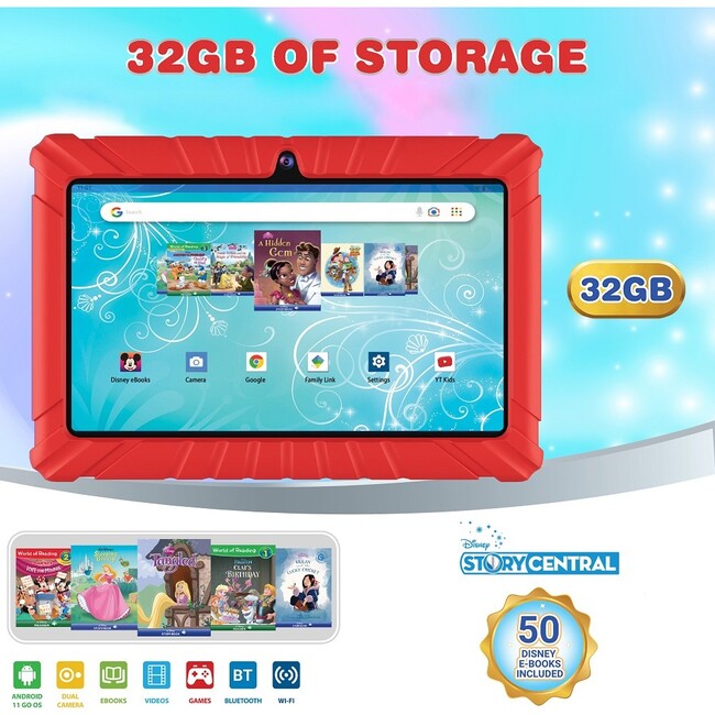 Contixo K2-V8 Kids Tablet (7in, HD, 32GB, Wi-Fi, Android 11), Red - Tech Toys - 3