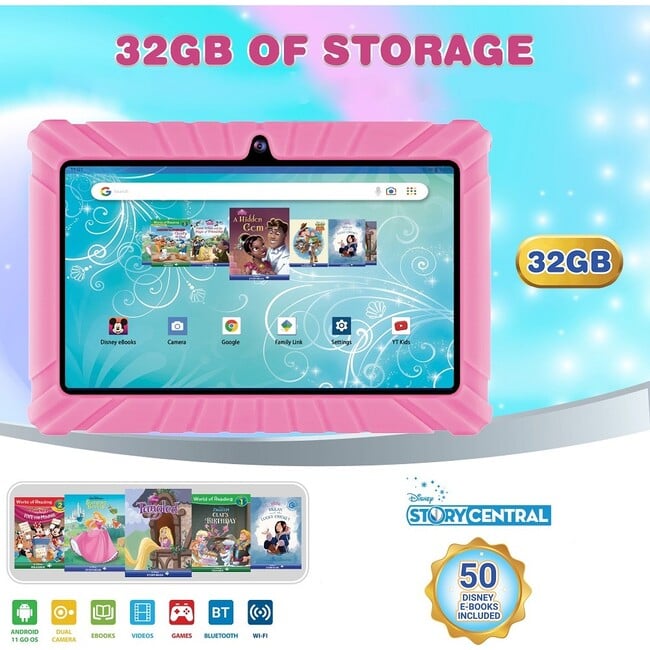 Contixo K2-V8 Kids Tablet (7in, HD, 32GB, Wi-Fi, Android 11), Pink - Tech Toys - 3