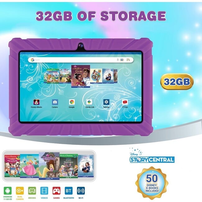 Contixo K2-V8 Kids Tablet (7in, HD, 32GB, Wi-Fi, Android 11), Purple - Tech Toys - 3