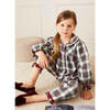 Sussex Tartan Print Yoke Ruffle Collar Long Sleeve Pyjamas Set, Red - Mixed Apparel Set - 2