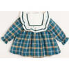 Windsor Tartan Print Long Sleeve Bib Dress, Blue - Dresses - 5