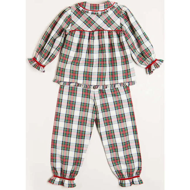 Sussex Tartan Print Yoke Ruffle Collar Long Sleeve Pyjamas Set, Red - Mixed Apparel Set - 3