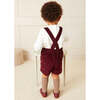 Velvet Adjustable Shoulder Braces Button Shorts, Burgundy - Shorts - 4