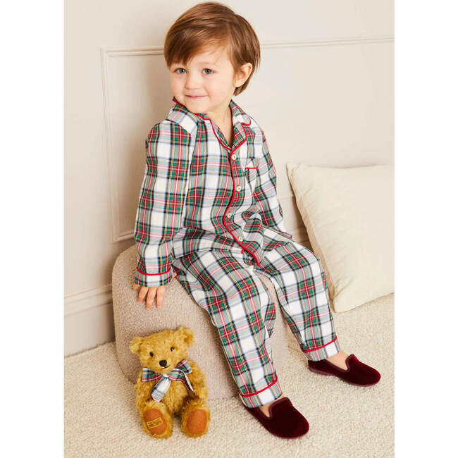 Sussex Tartan Print Long Sleeve Button Pyjamas Set, Red - Pajamas - 2