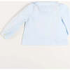 Ruffle Trim Peter Pan Collar Long Sleeve Blouse, Blue - Blouses - 3