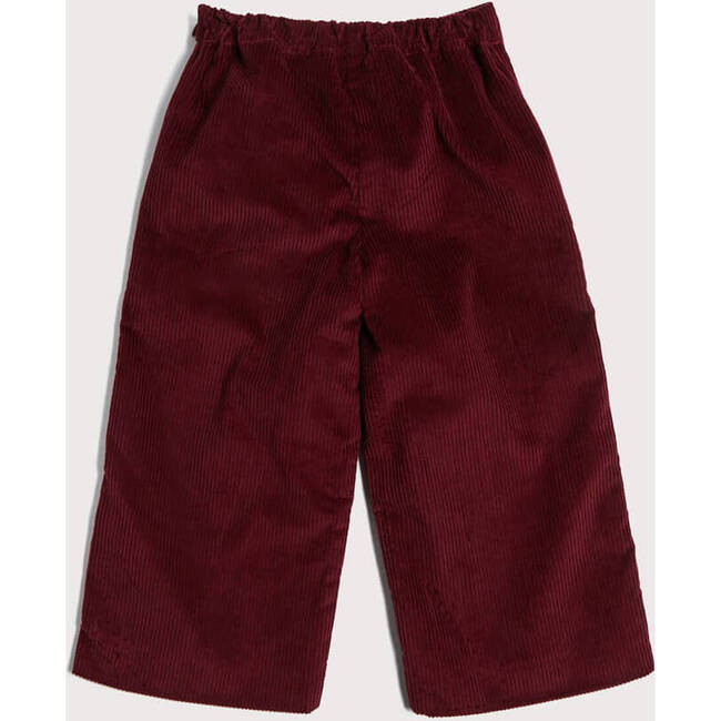 Gold Button Wide Leg Corduroy Pocket Trousers, Burgundy - Pants - 4