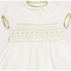 Girls Occasion Frill Collar Short Puff Sleeve Smocked Dress, Ivory - Dresses - 5