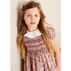 Florence Floral Print Short Sleeve Hand-Smocked Dress, Pink - Dresses - 3