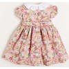 Florence Floral Print Short Sleeve Hand-Smocked Dress, Pink - Dresses - 5