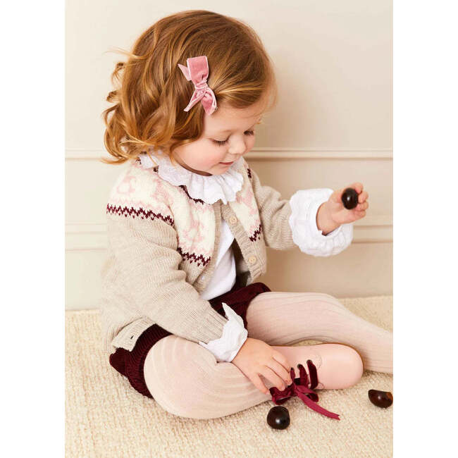 Elastic Waistband Corduroy Button Bloomers, Burgundy - Bloomers - 3