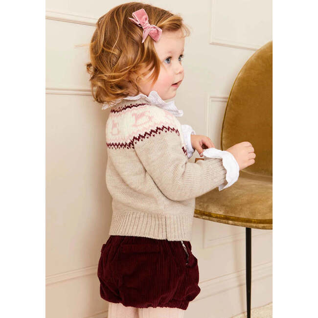 Elastic Waistband Corduroy Button Bloomers, Burgundy - Bloomers - 4