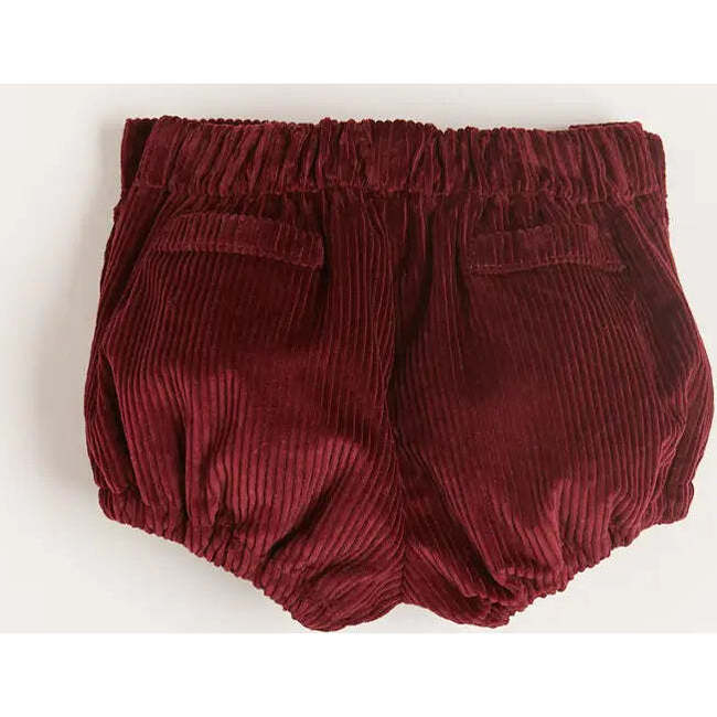 Elastic Waistband Corduroy Button Bloomers, Burgundy - Bloomers - 5