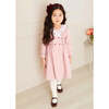 Double-Breast Ruffle Neck Long Sleeve Hand-Smocked Dress, Pink - Dresses - 2