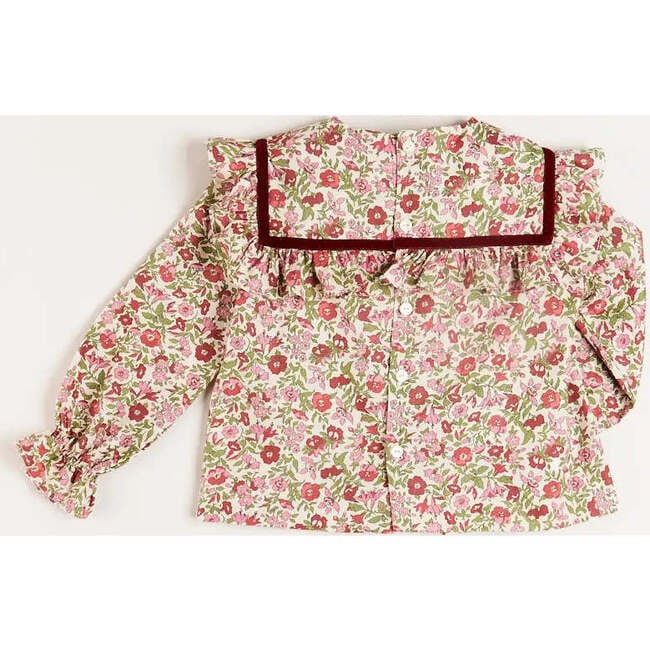 Daphne Floral Print Ruffle Long Sleeve Blouse, Pink - Blouses - 4