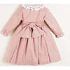 Double-Breast Ruffle Neck Long Sleeve Hand-Smocked Dress, Pink - Dresses - 6