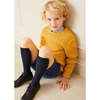 Crew Neck Long Sleeve Cable Knit Jumper, Mustard - Sweaters - 4